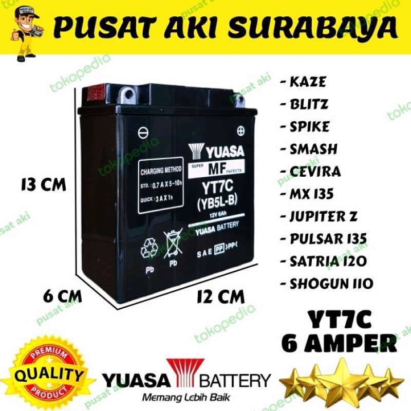 Promo Asli Aki Yuasa Yt7c 6ah Accu Mf Mio Sporty Megapro Vega Jupiter