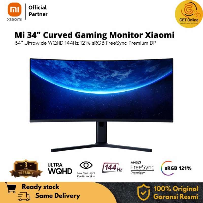 Promo Xiaomi Mi Curved Gaming Monitor 34 Ultrawide 1440p 144Hz FreeSync ...