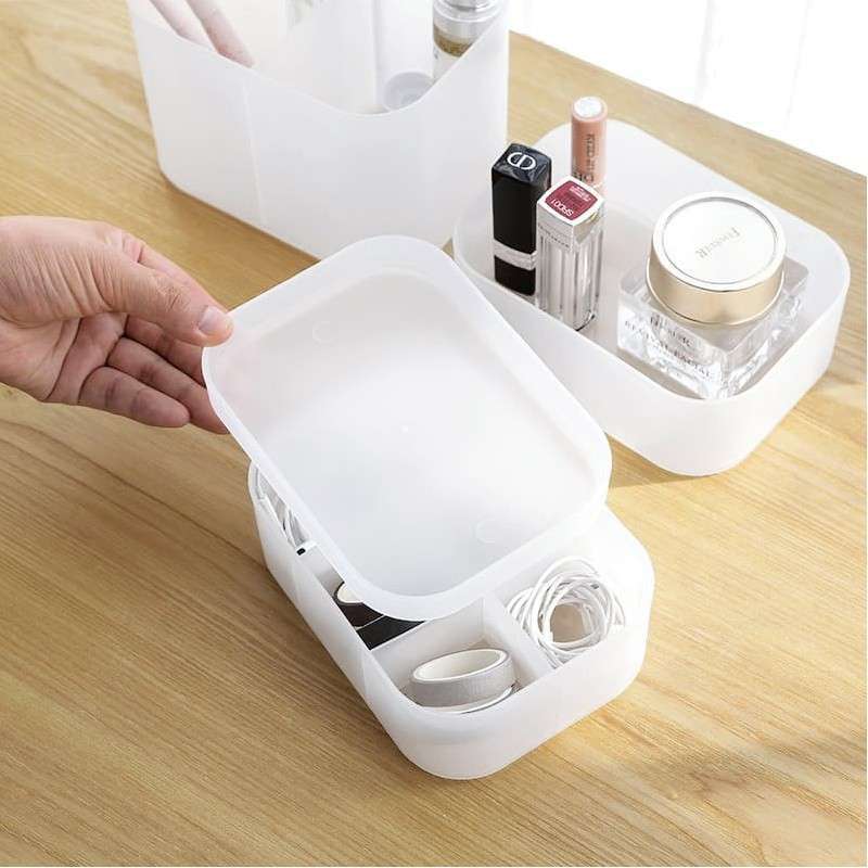 Jual Doff White Organizer Box With Lid Small 6 Grids - Kotak Organizer ...