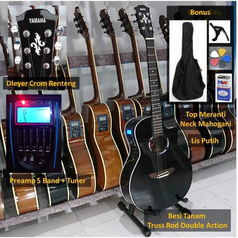 Promo Gitar akustik dan gitar akustik elektrik listrik murah preamp LC5 digital tuner tanam