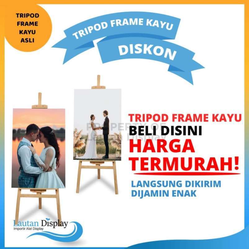 Jual Standing Frame Kayu Tripod Frame Kayu Jati Stand Bingkai Foto Kayu