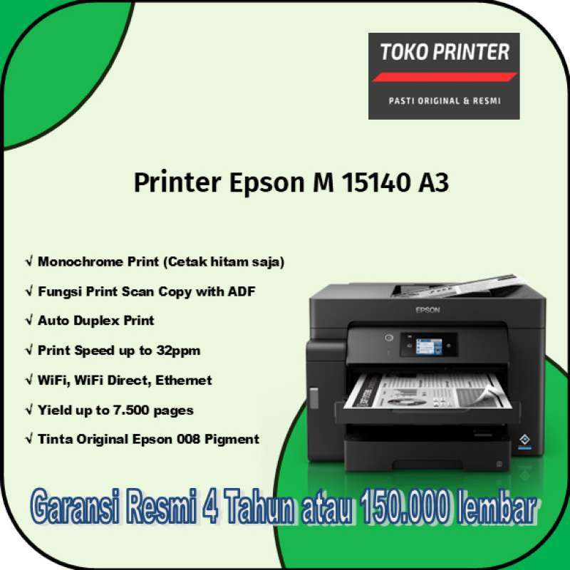 Jual Printer Epson Ecotank Monochrome M15140 A3 Duplex Print Scan Copy ...