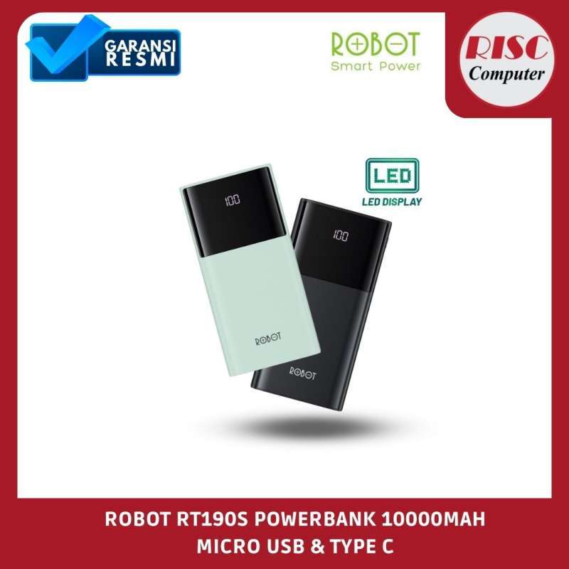 Jual Robot Rt190s 10000mah 2a Dual Input And Output Port Type C & Micro ...