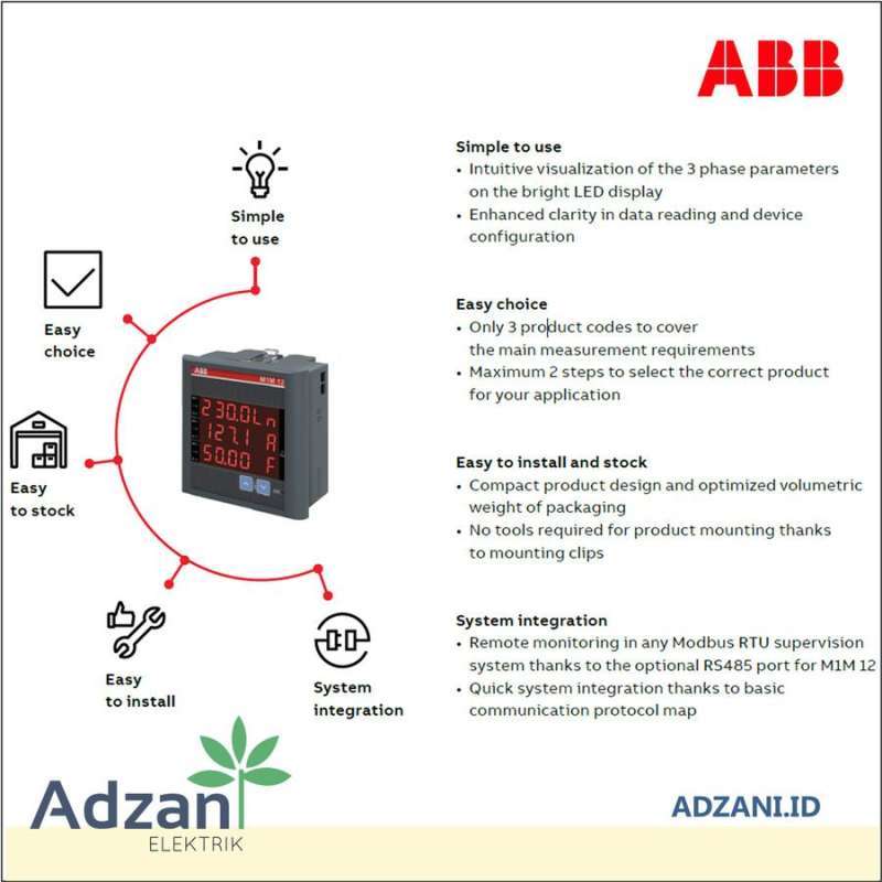 Jual Abb M1m 12 Modbus Digital Multi Meter 1syg207581r4051 Power Di