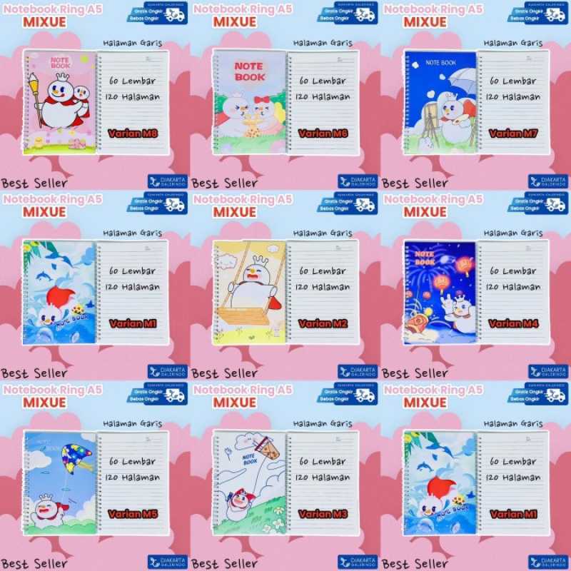 Jual Buku Tulis MIXUE Ring A5 isi 60 lembar Premium kertas garis lurus ...