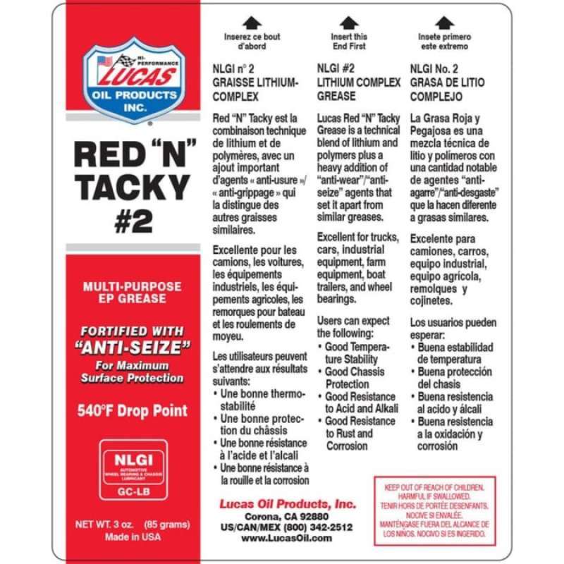 Promo Diskon Lucas Oil Red N Tacky Grease / Gemuk Nlgi 2 Lithium