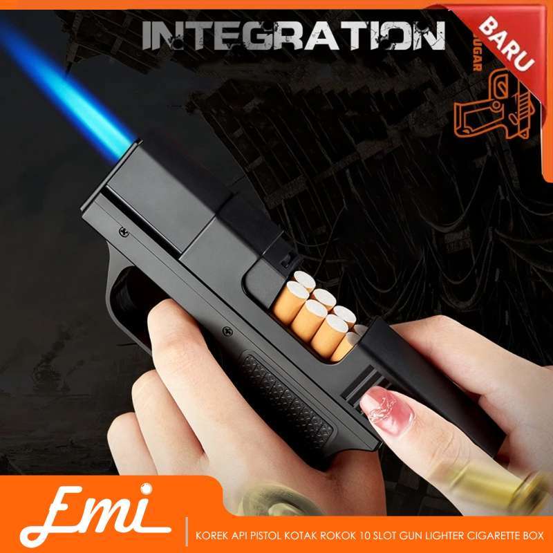 Jual Korek Api Pistol Kotak Rokok 10 Slot Gun Lighter Cigarette Box di ...