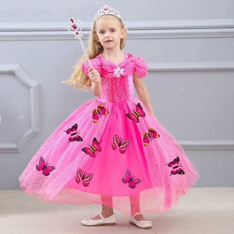 BUTTERFLY DRESS PINK KOSTUM ANAK CINDERELLA BAJU PESTA CINDERELA KUPU
