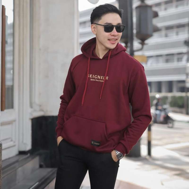 Jaket hoodie maroon outlet
