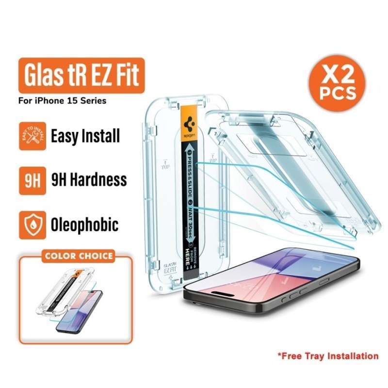 Promo Tempered Glass iPhone 15 Pro Max Plus Spigen Glas tR EZ Fit Clear ...