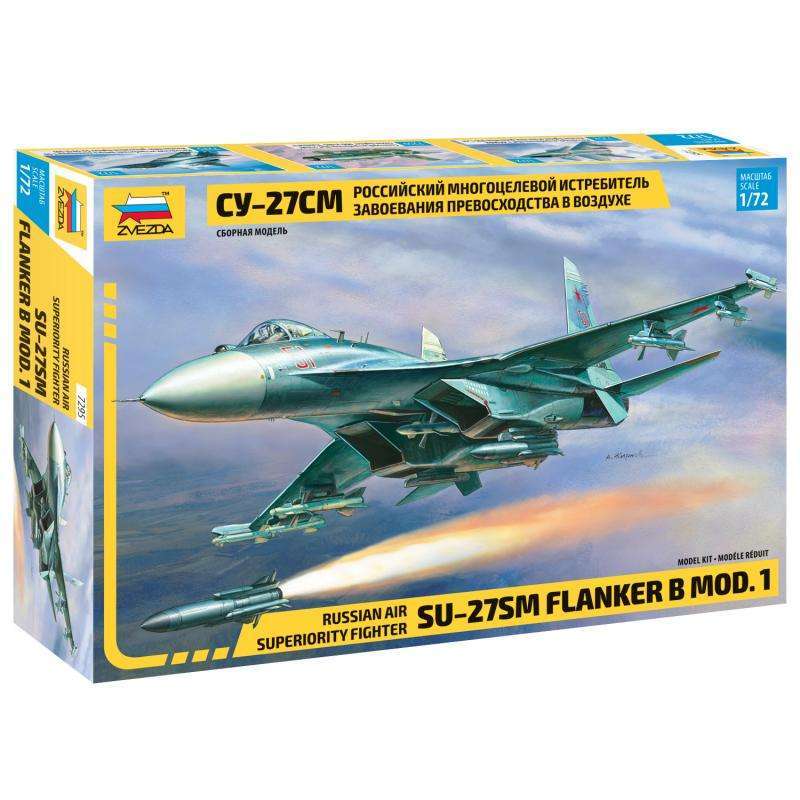 Jual Pesawat Russian fighter Sukhoi Su-27SM Flanker B Skala 1:72 Zvezda ...