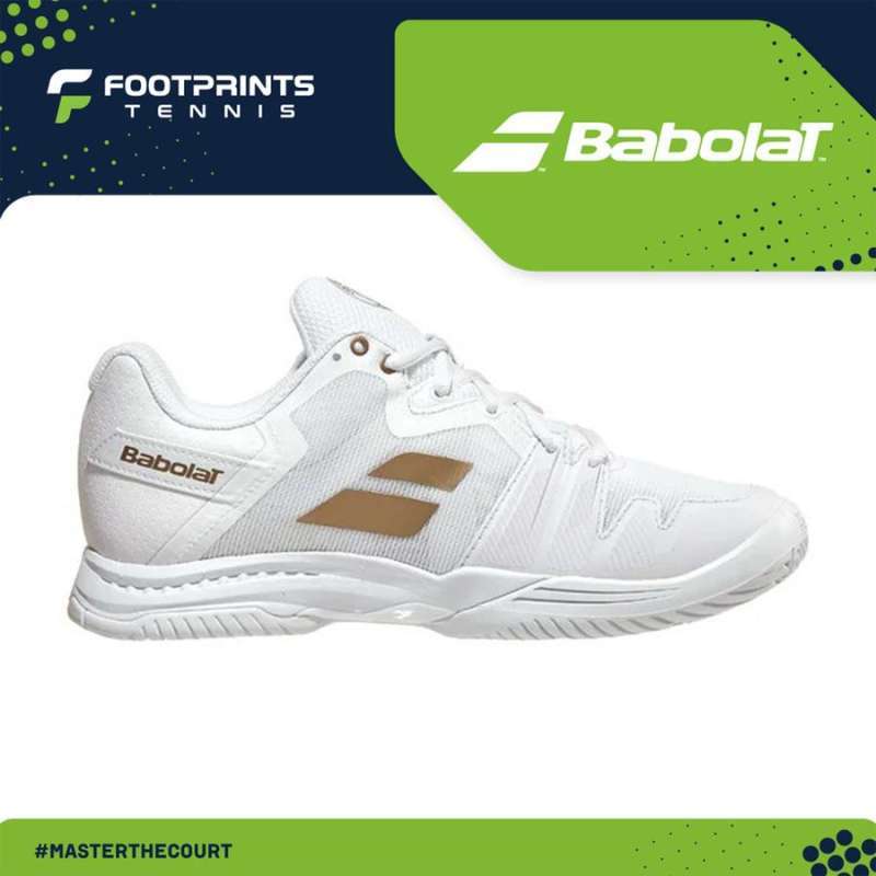 Sepatu Tenis Babolat Sfx Wimbledon White Gold Women Tennis Shoes