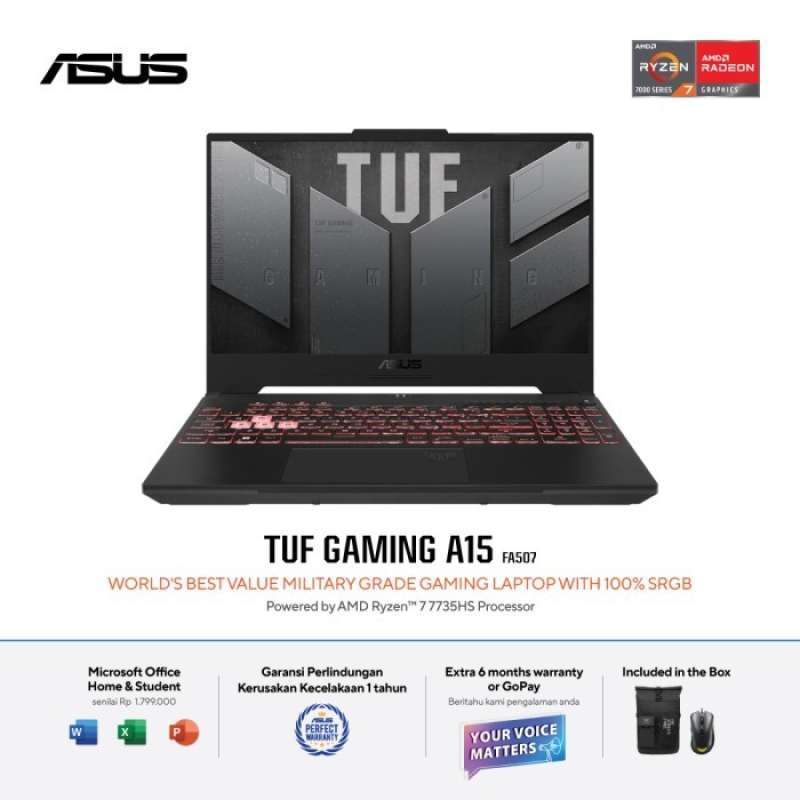 Jual Asus Tuf Gaming A15 Fa507nu R545k6m-o R5 7535hs Rtx4050 16gb