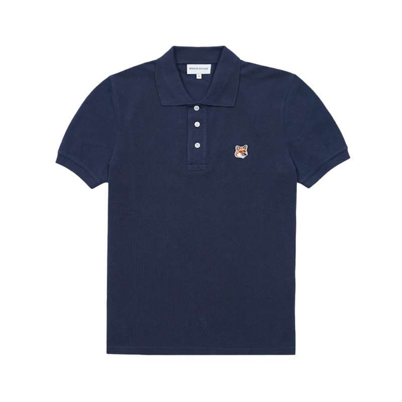 Maison Kitsunè Fox Head Patch Regular Polo Shirt Ink Blue