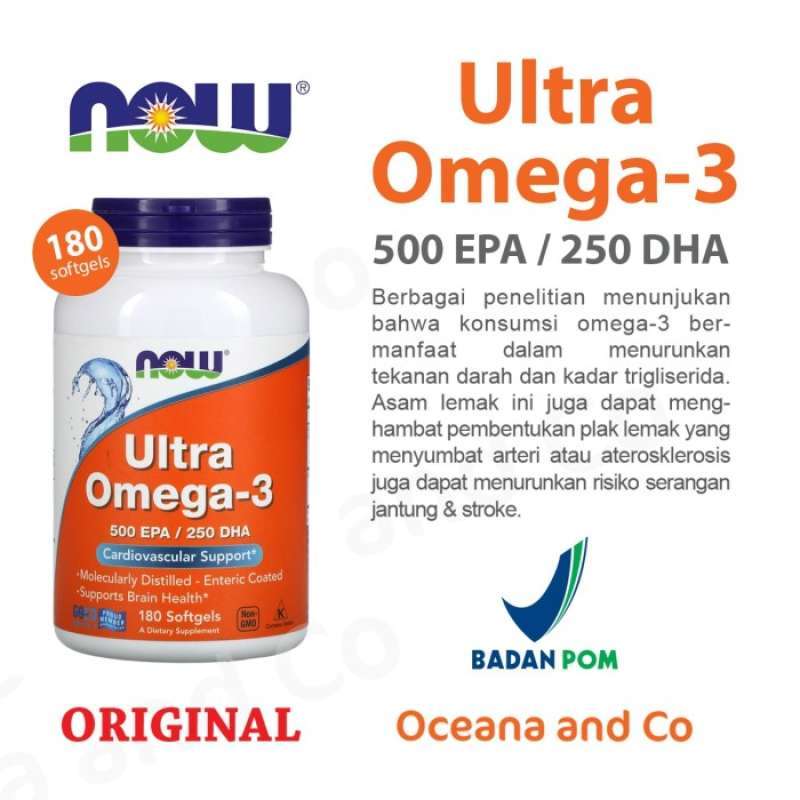 Promo Now Foods Ultra Omega-3 Omega 3 Fish Oil Omega3 Dha Epa 180 ...