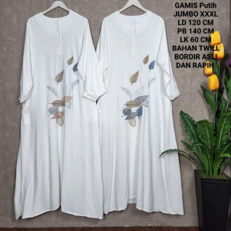 gamis jumbo bordir xl xxl xxxl baju lebaran 2021 gamis jumbo terbaru gamis muslim wanita