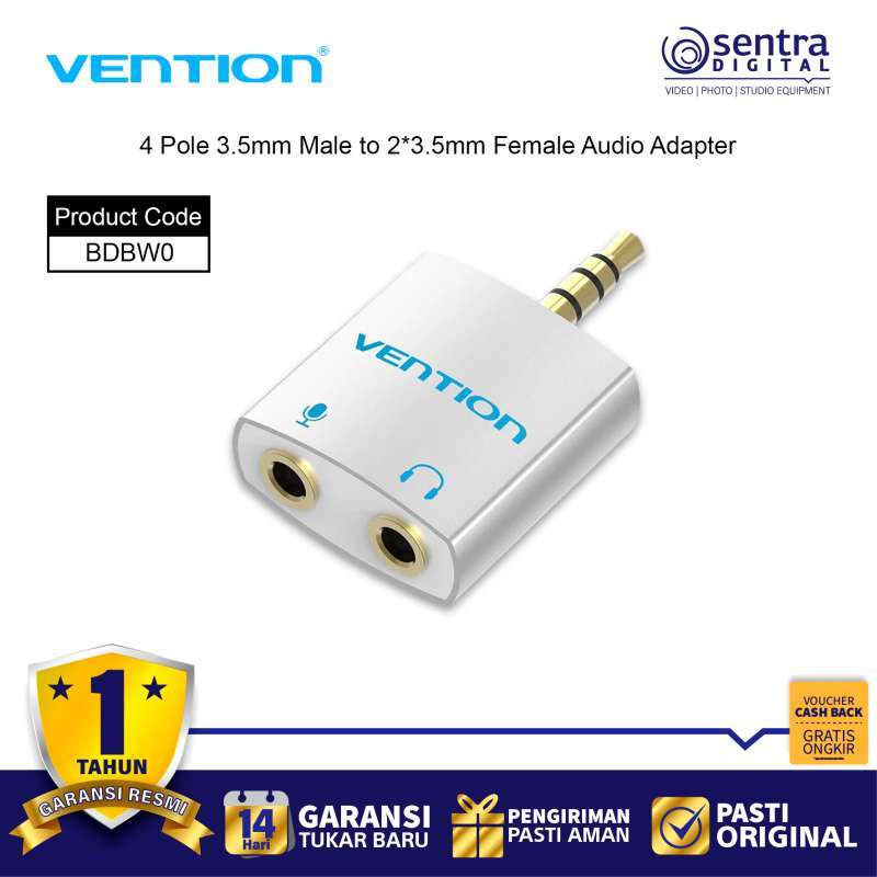Vention Spliter Adapter Pole Audio Jack Male to Female for  Earphone Microphone BDBW0