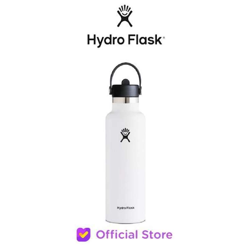 Jual Hydro Flask 21 Oz Standard Mouth With Flex Straw Cap White