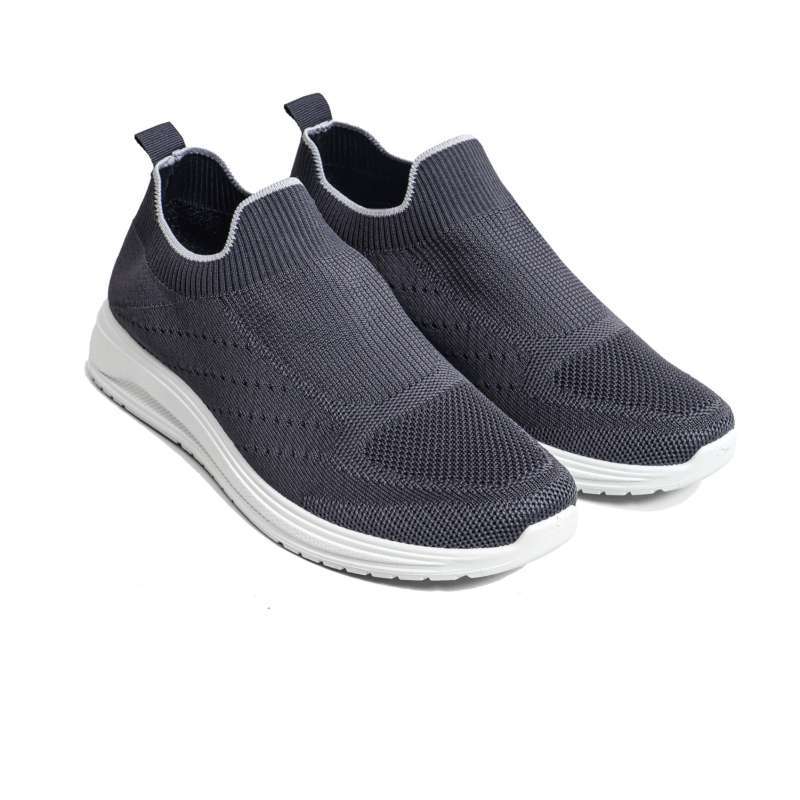 Kevin Sepatu Sport Pria Men Sneakers Sekolah Flyknit Slip On 889-087  Abu-abu