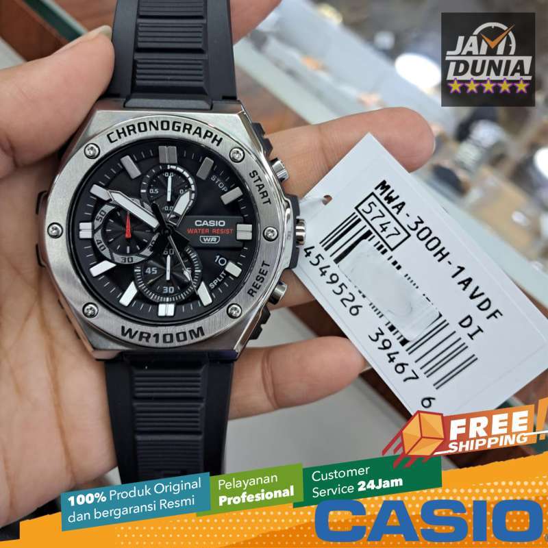 CASIO ORIGINAL JAM PRIA CASIO MWA-300H-1AVDF JAM TANGAN CASIO MWA 300H  1A RESIN CASIO MWA-300H-1A MWA 300H 1A 300H MWA300