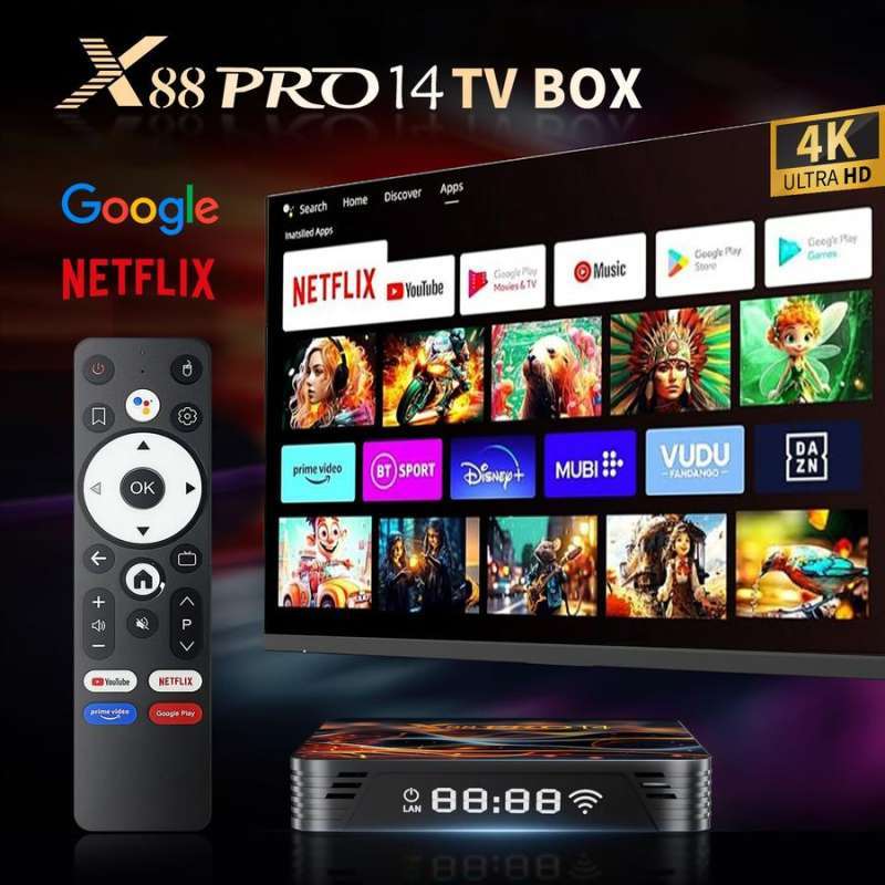 Android Tv Box X88 Pro 14 Rk3518 2GB/16GB Android 14 Wifi6 Voice  Remote Google Assistant