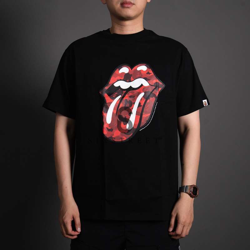 Jual Bape Tee X Rolling Stones Black ( 100% Authentic ) Di Seller