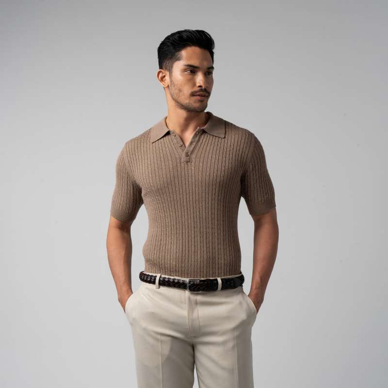 Promo Vengoz Polo Shirt Rajut Pria Premium Mens Cable Knit