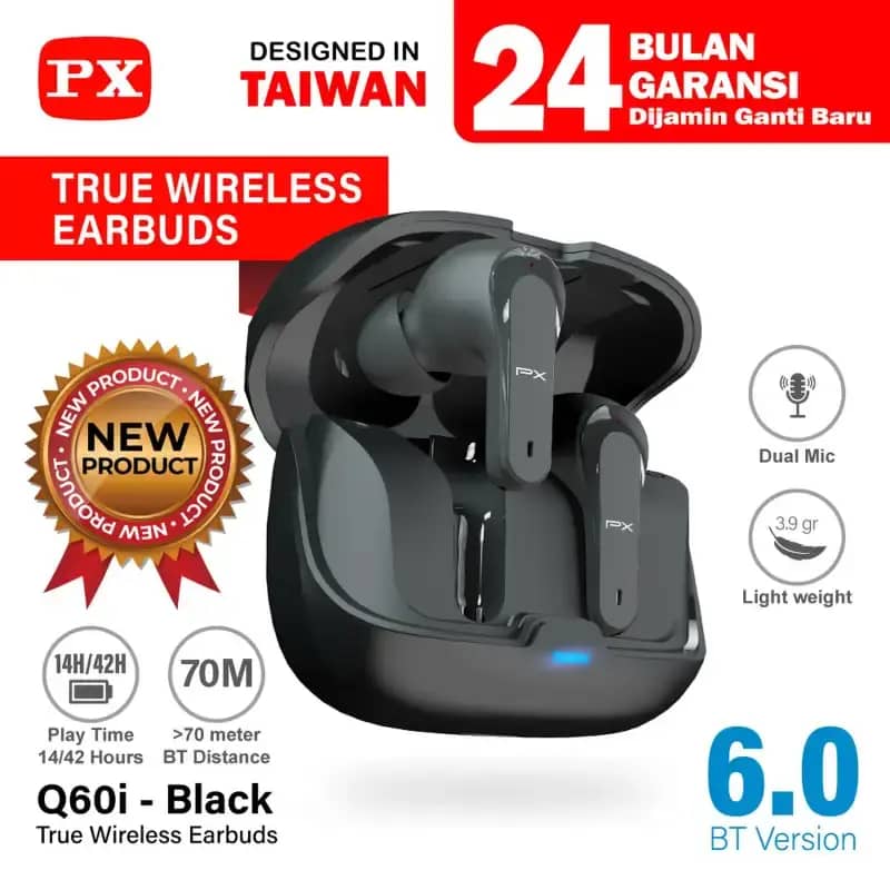 Promo Px Q60i Headset Tws Earphone Bt Headphone Earbuds True