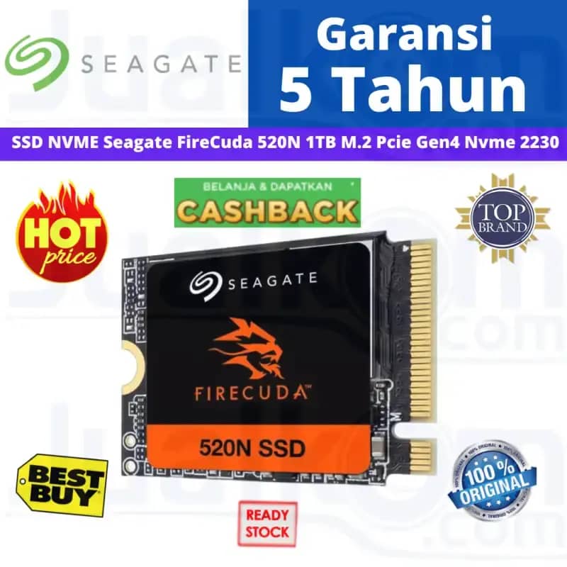 内蔵型SSD Seagate FireCuda 520N M.2 2230 SSD 1TB Seagate FireCuda 520N SSD 1TB Solid State Drive M.2 2230, PCIe