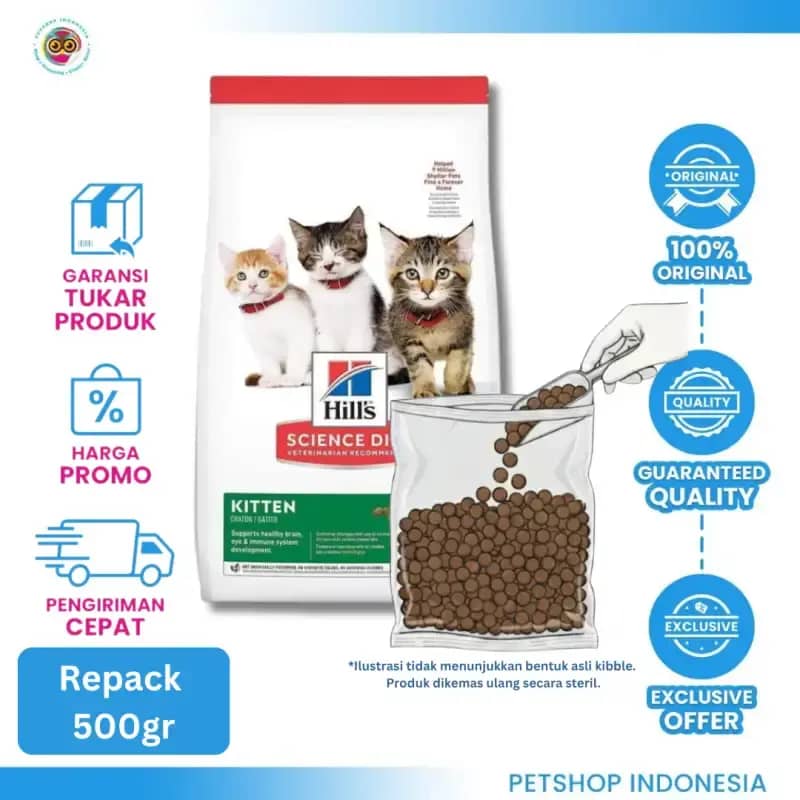 Hills Feline Kitten Healthy Development Repack 1kg 500gr Makanan Anak  Kucing