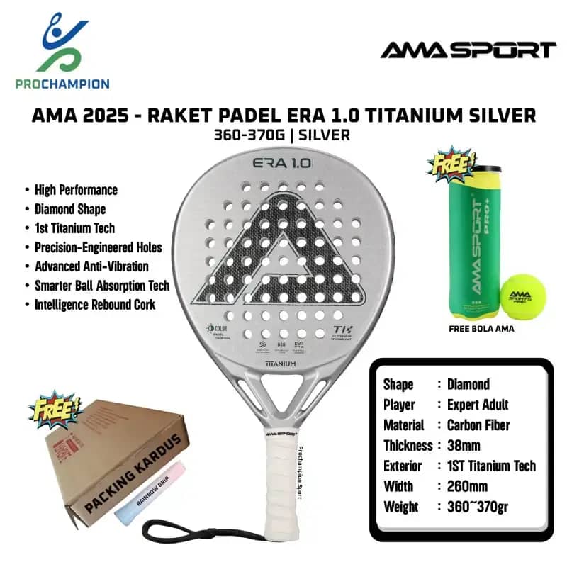AMASPORT 2025 Era-1.0 Titanium Padel Racket - 1ST Titanium Tech Paleta