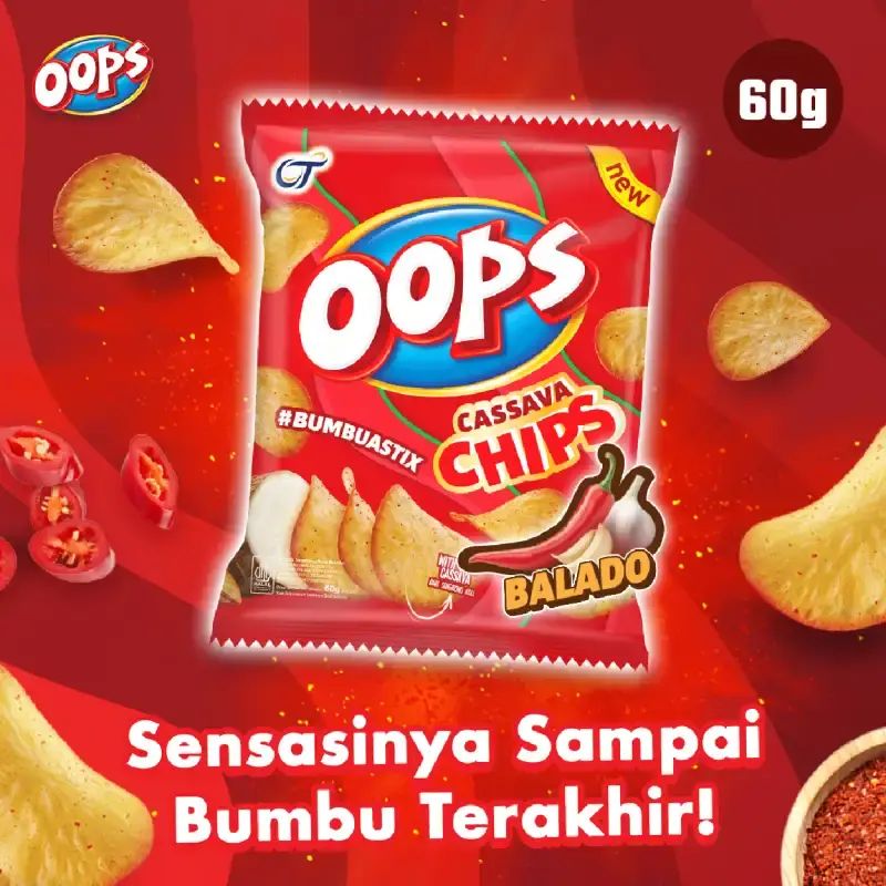 Promo Oops Cassava Chips Balado 60 Gram [1 Pcs] - Snack Keripik ...