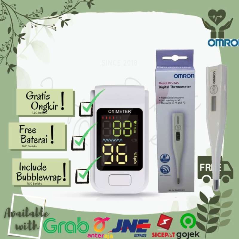 Jual Paket Thermometer Digital Omron MC245 + Oximeter Fingertip Pulse