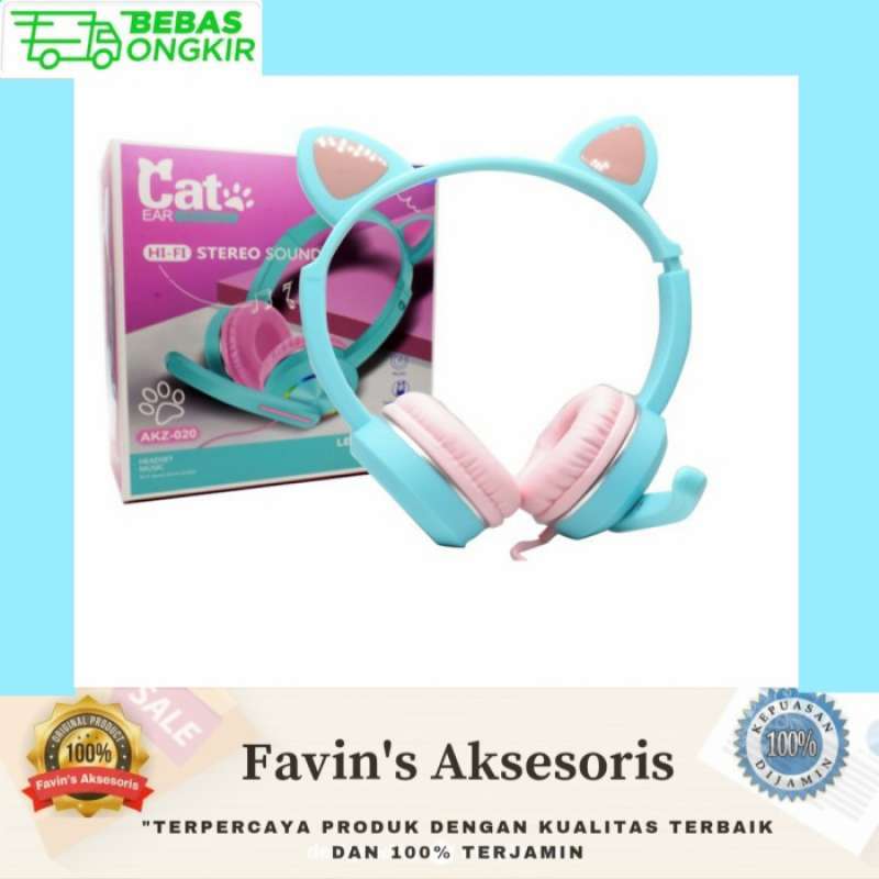 Promo Headset Kucing Stereo Headphone Gaming Untuk Pc Laptop Akz020 Keren Diskon 17 di Seller