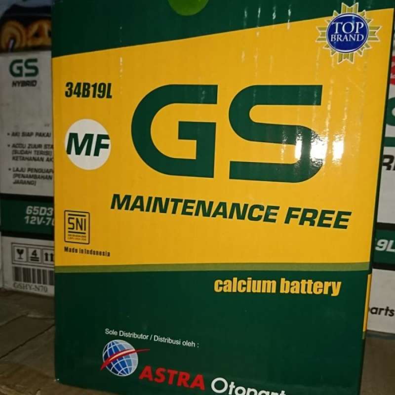 Jual GS MF 34B19L 34Ah aki ori bawaan baru mobil brio xpander calya