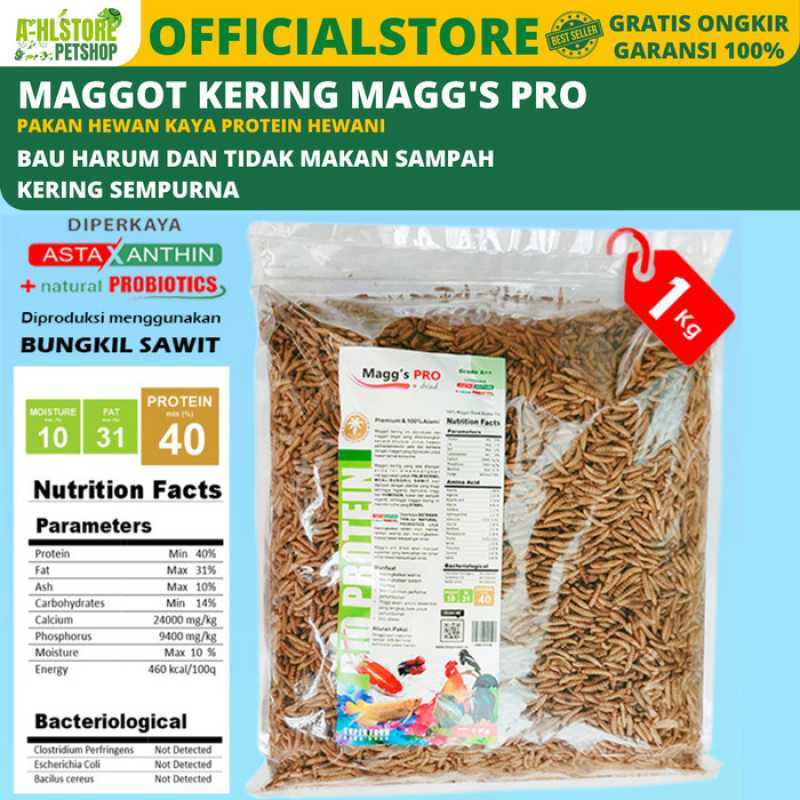 Promo Maggot Kering Super Maggot BSF Super Grade A++ Kemasan 1Kilo Gram