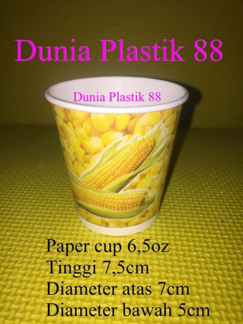 Jual 50pc 6,5oz Gelas Kertas Paper Cup Gambar Jagung Susu Keju Jasuke