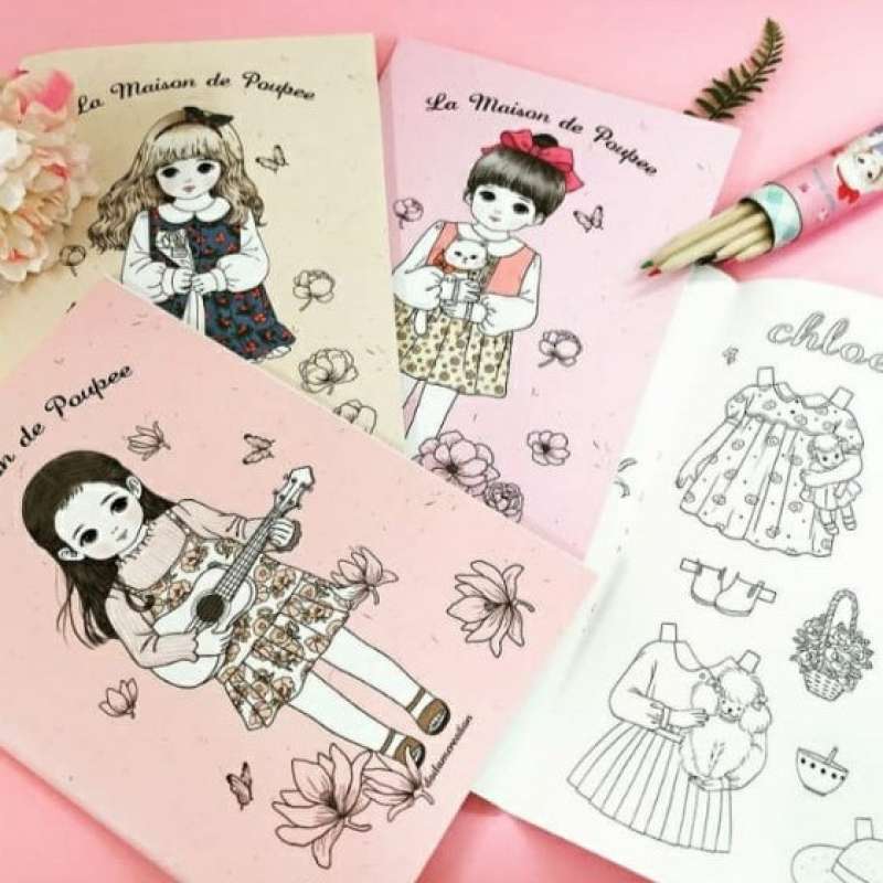 Jual Buku Mewarnai Anak Bongkar Pasang Coloring Book Paper Doll Korea