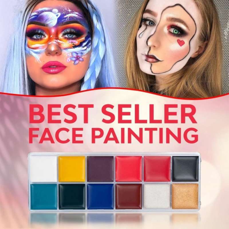 Promo ORIGINAL! Body Face Painting 12 Warna FREE 2 Kuas 15 Warna Face Paint Diskon 23 di Seller