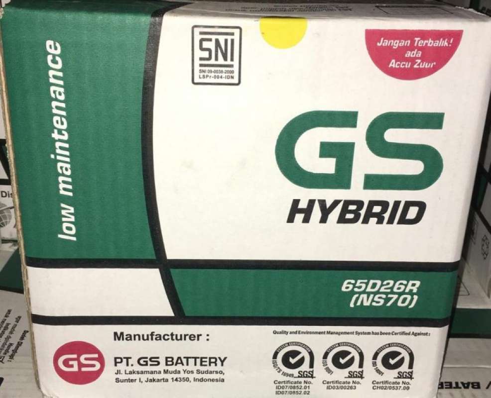 Jual Aki Mobil GS ASTRA type GS HYBRID 65D26R NS70 12V 65AH -12308 di