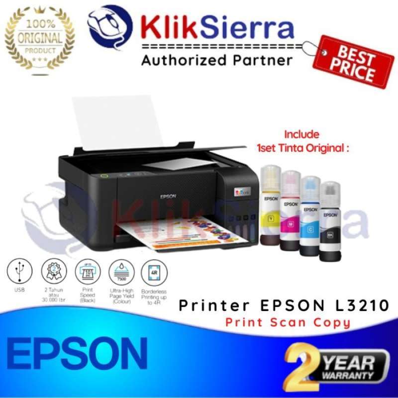 Promo EPSON L3210 Printer Eco Ink Tank A4 All in One Print Scan Copy ...