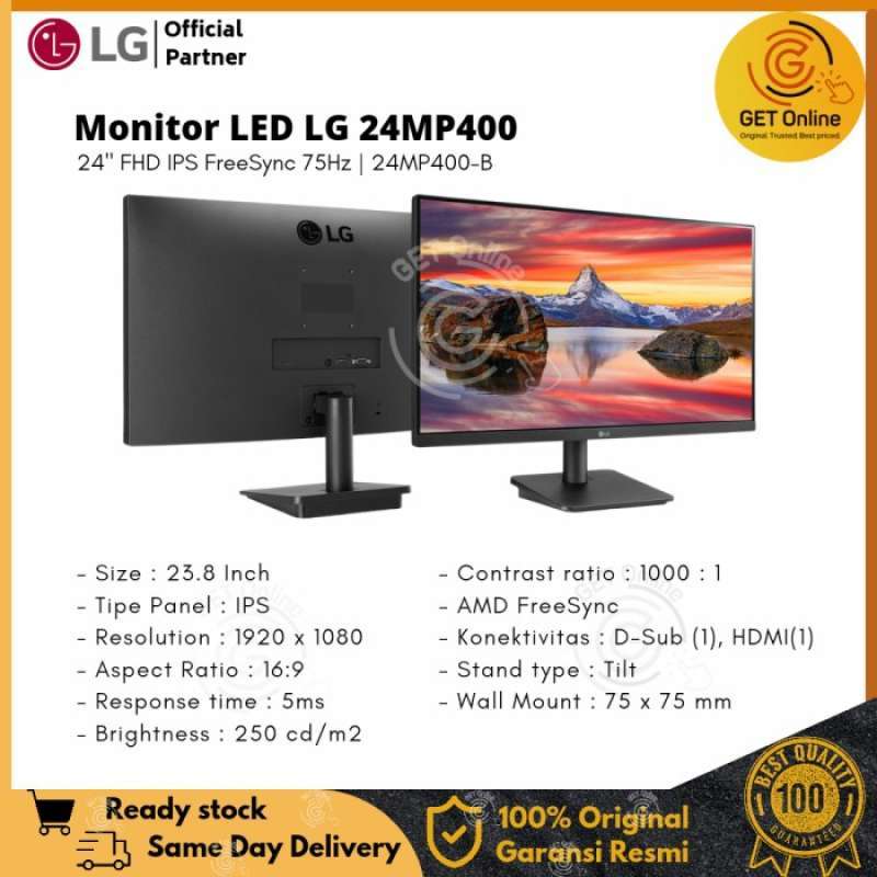 Promo Monitor Lg 24mp400 Fhd Ips Freesync 75hz 24mp400b Diskon 23