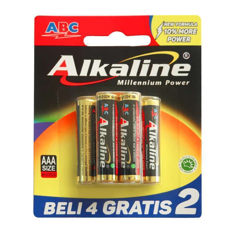 Promo Abc Alkaline Baterai Aaa / A3 Lr03 Isi 4 Gratis 2 Diskon 10% Di ...