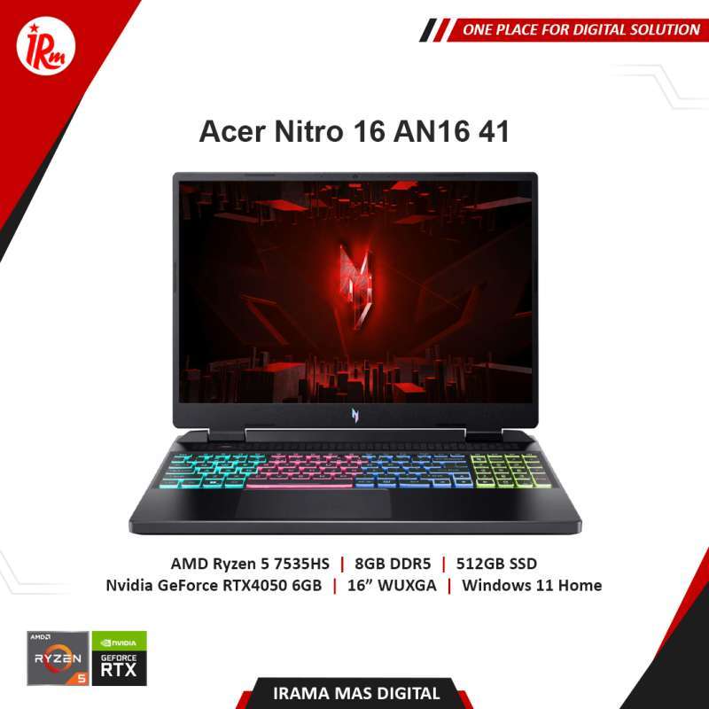 Jual Acer An16-41-r6uh Amd Ryzen 5-7535hs 8gb 512gb Ssd 16 Wuxga ...