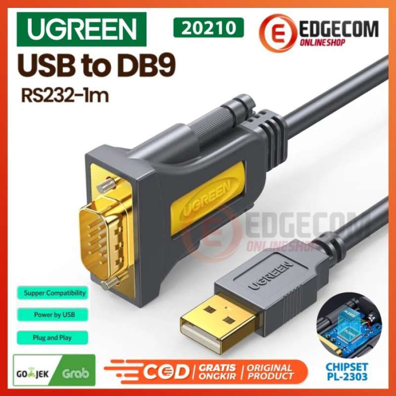 Jual ugreen kabel usb to serial rs232 db9 male 1 5m di seller indah