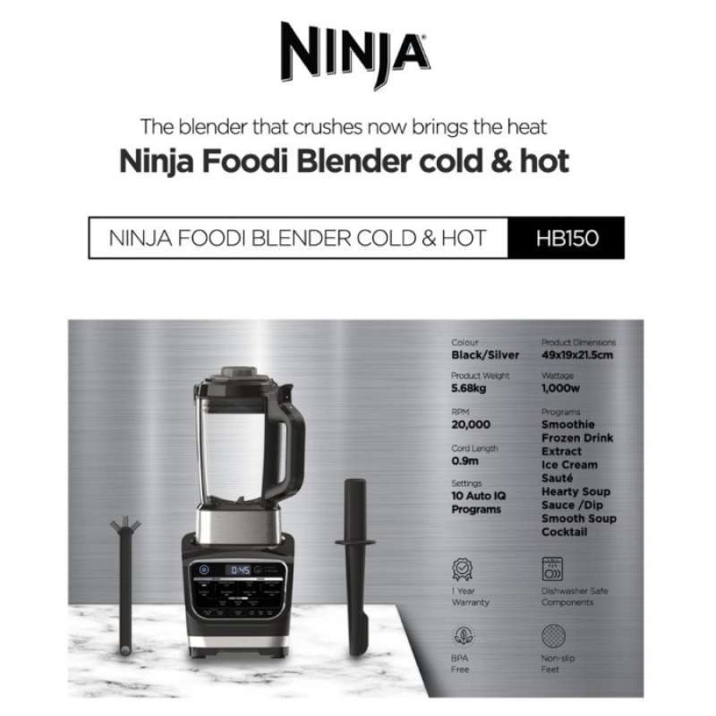 Promo Ninja Foodi Hot And Cold Blender Hb150 Glass Blender Panas Dingin