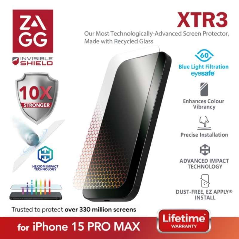 Jual Zagg Xtr3 Invisible Shield Tempered Glass iPhone 15 Pro Max / 15