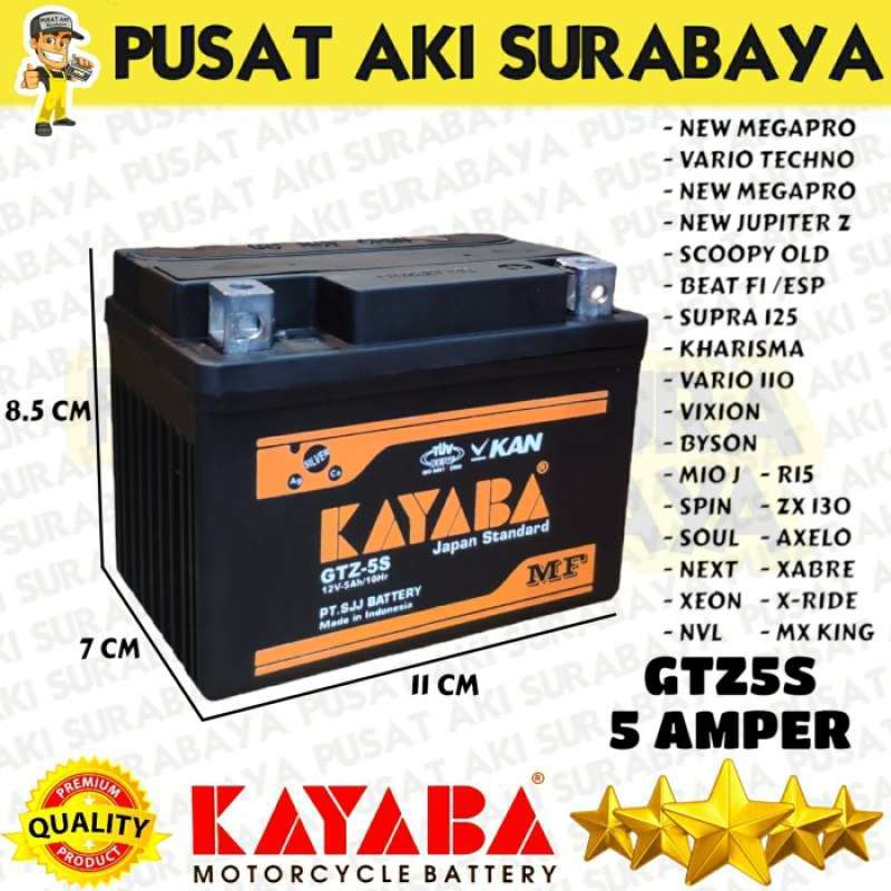 Jual KAYABA ACCU MF GTZ5S ASLI AKI MOTOR 5 AMPER HONDA BEAT FI ESP