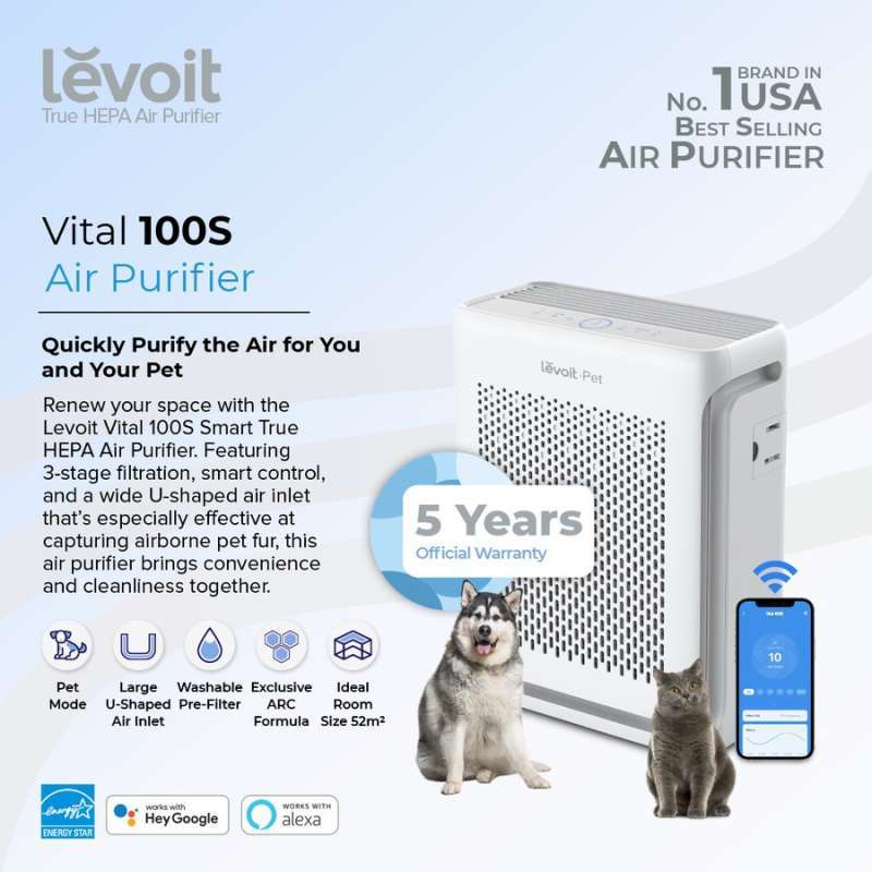 Jual Levoit Vital 100S Pet Care Smart True HEPA Air Purifier di Seller