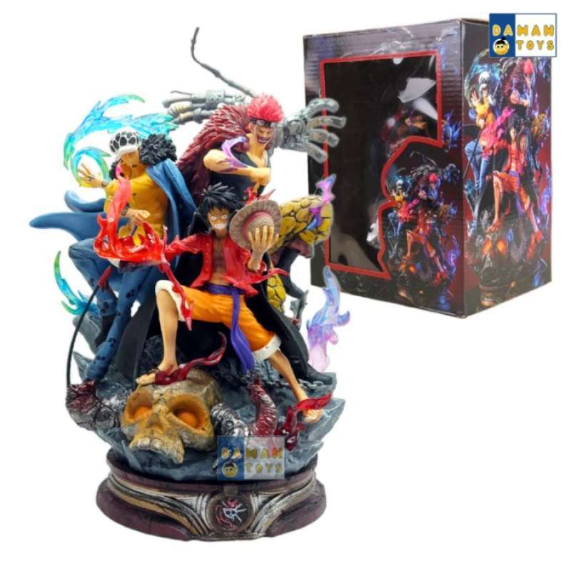 Figurine One Piece 22cm - Luffy, Law Et Kid, Les Trois Capitaines